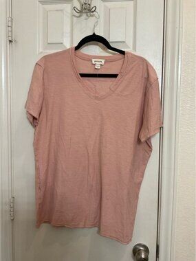 Relaxed Washed Dusty Pink V‑Neck Tee Diesel